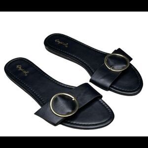 3 for $30 QUPID black silver buckle flat sandals